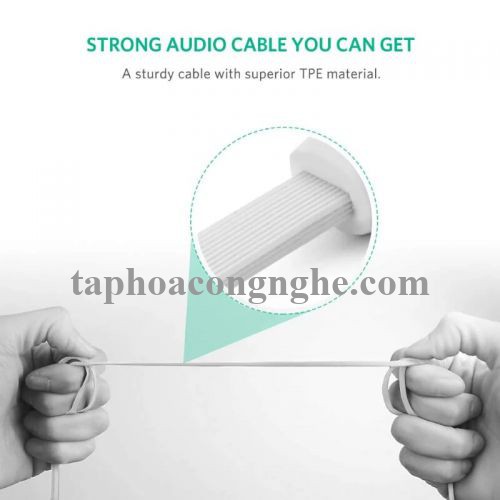 Ugreen 10756 0.5M màu Trắng Cáp âm thanh 2 đầu 3.5mm dương đầu vuông góc mạ vàng AV119 30010756